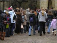 Girls queue for the auditions at Oxford